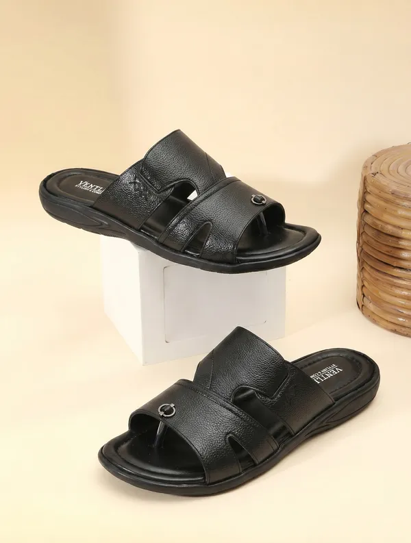 Black_Synthetic_Leather_Dual_Strap_Sandals_For_Men