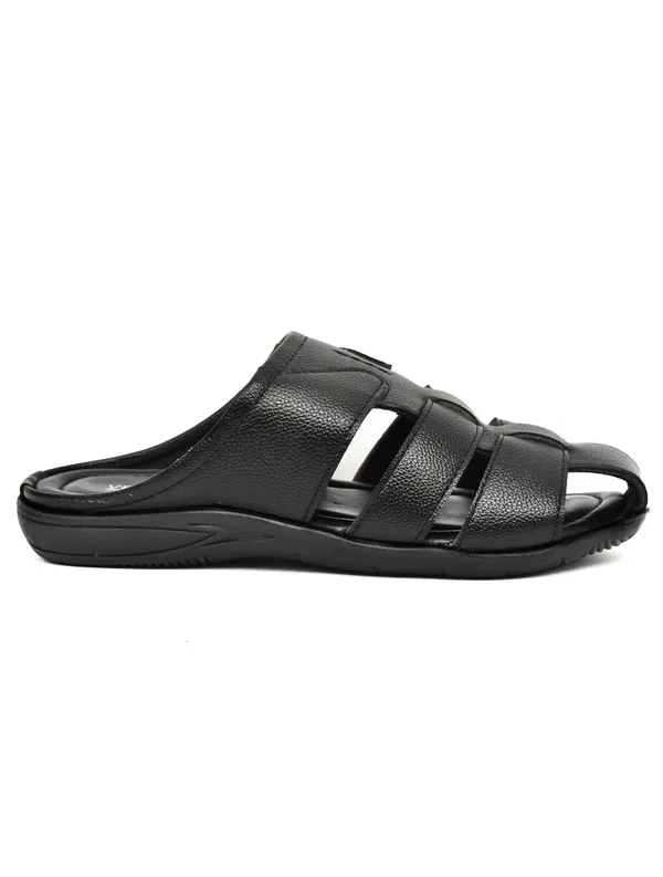 Black_Synthetic_Leather_Closed_Toe_Slip_On_Sandals_For_Men