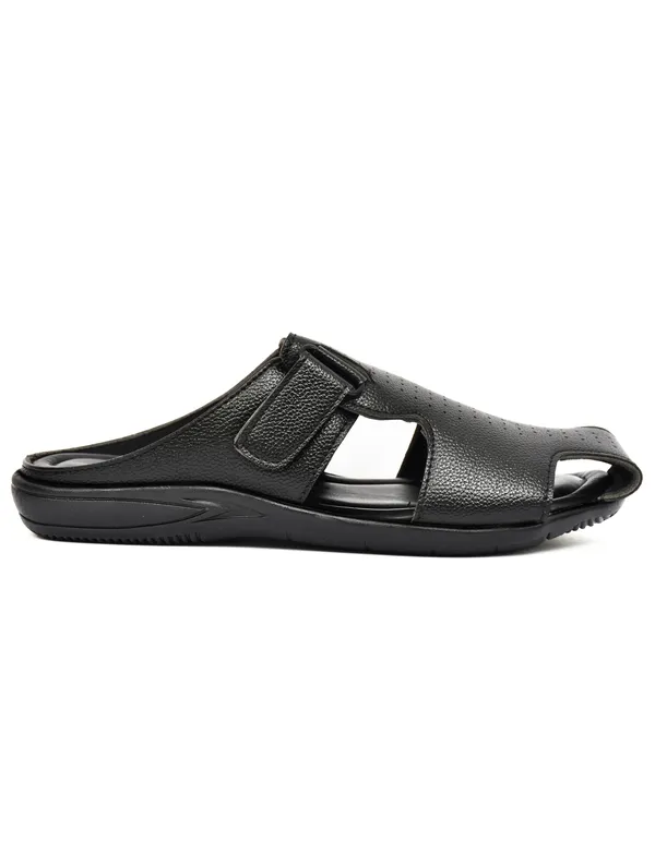 Black_Synthetic_Leather_Open_Toe_Adjustable_Strap_Sandals_For_Men