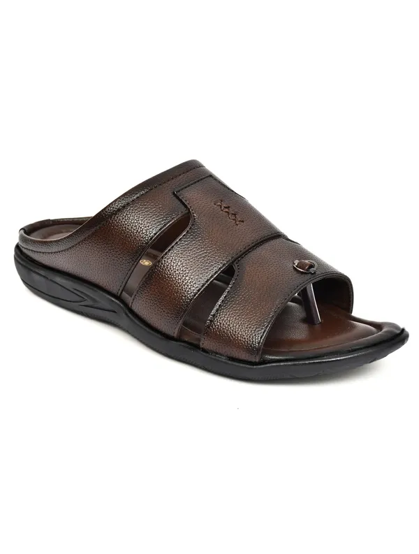 Dark_Brown_Synthetic_Leather_Open_Toe_Slide_Sandals_For_Men