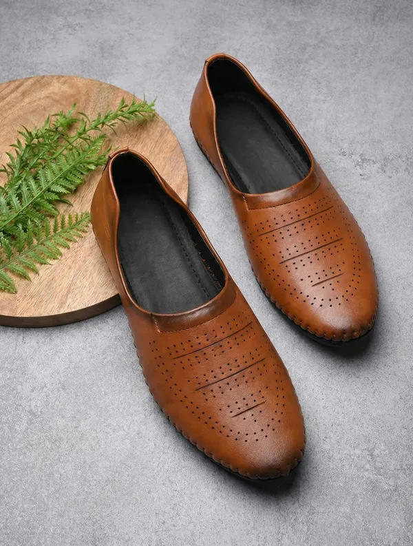 Brown_Synthetic_Leather_Perforated_Slip_On_Shoes_For_Men
