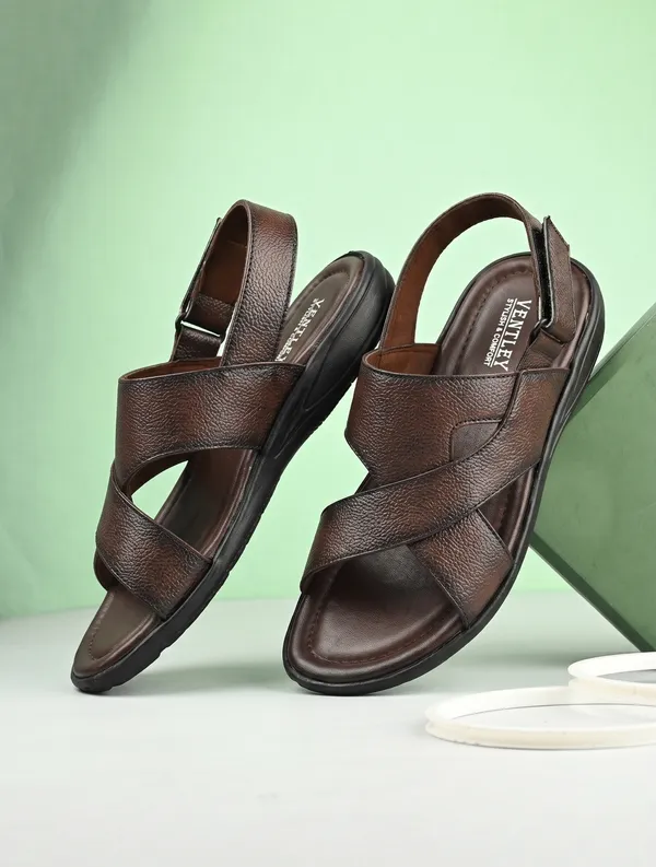 Dark_Brown_Synthetic_Leather_Cross_Strap_Sandals_For_Men