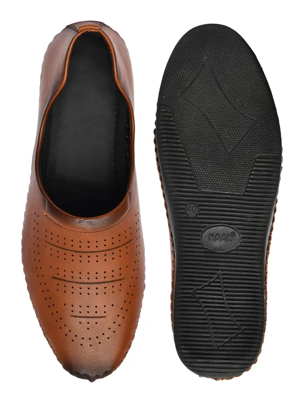 Brown_Synthetic_Leather_Perforated_Slip_On_Shoes_For_Men