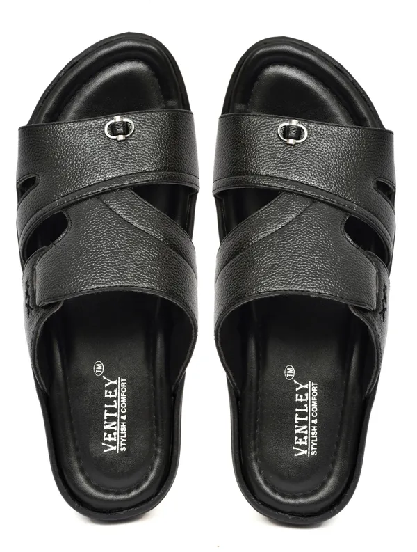 Black_Synthetic_Leather_Dual_Strap_Sandals_For_Men