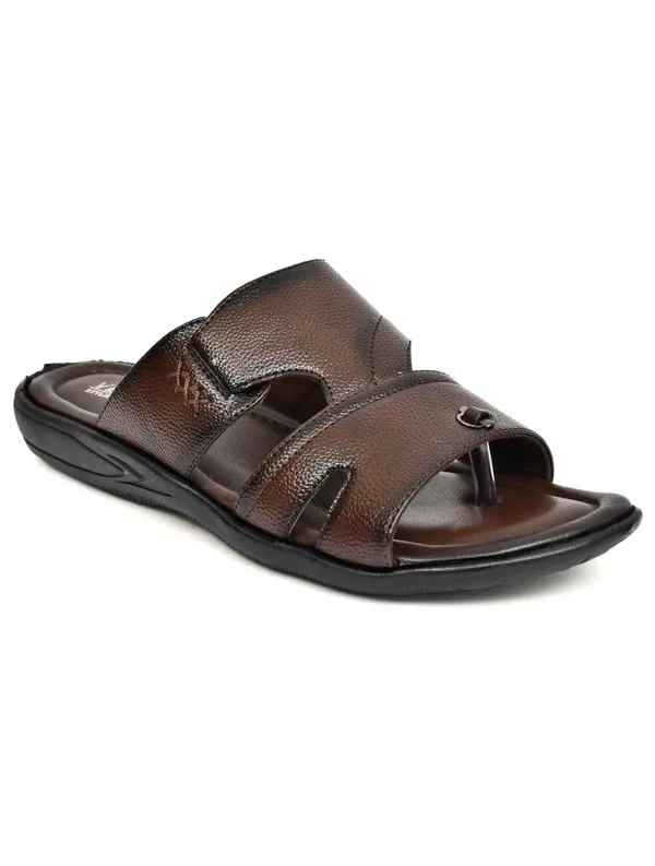Dark_Brown_Synthetic_Leather_Dual_Strap_Sandals_For_Men