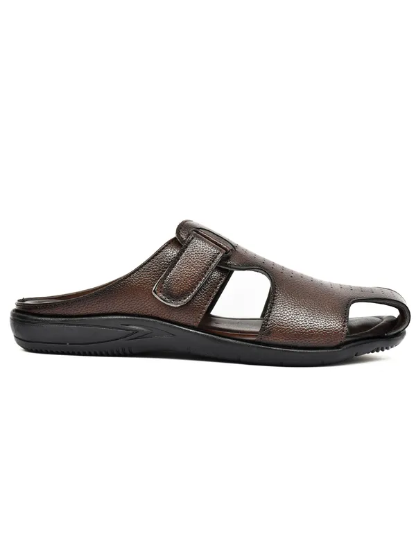 Dark_Brown_Synthetic_Leather_Open_Toe_Sandals_For_Men