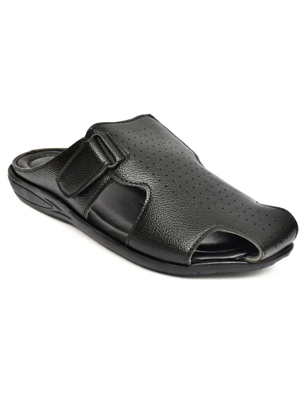 Black_Synthetic_Leather_Open_Toe_Adjustable_Strap_Sandals_For_Men