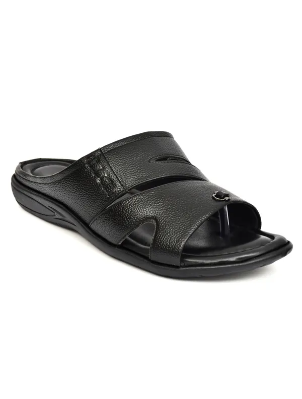 Black_Synthetic_Leather_Double_Strap_Sandals_For_Men