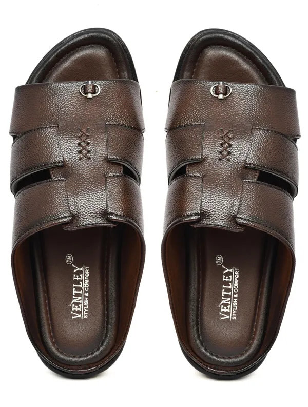 Dark_Brown_Synthetic_Leather_Dual_Strap_Sandals_For_Men
