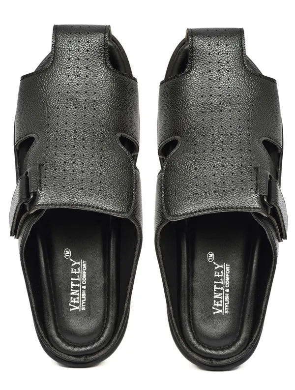 Black_Synthetic_Leather_Open_Toe_Adjustable_Strap_Sandals_For_Men
