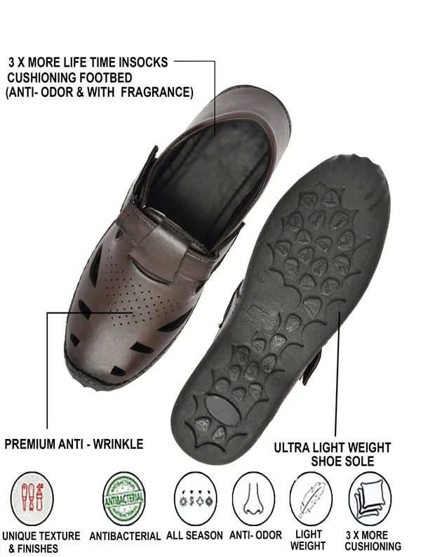 Dark_Brown_Synthetic_Leather_Closed_Toe_Perforated_Sandals_For_Men