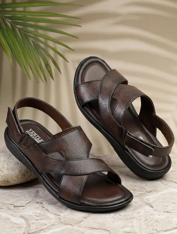 Dark_Brown_Synthetic_Leather_Cross_Strap_Sandals_For_Men