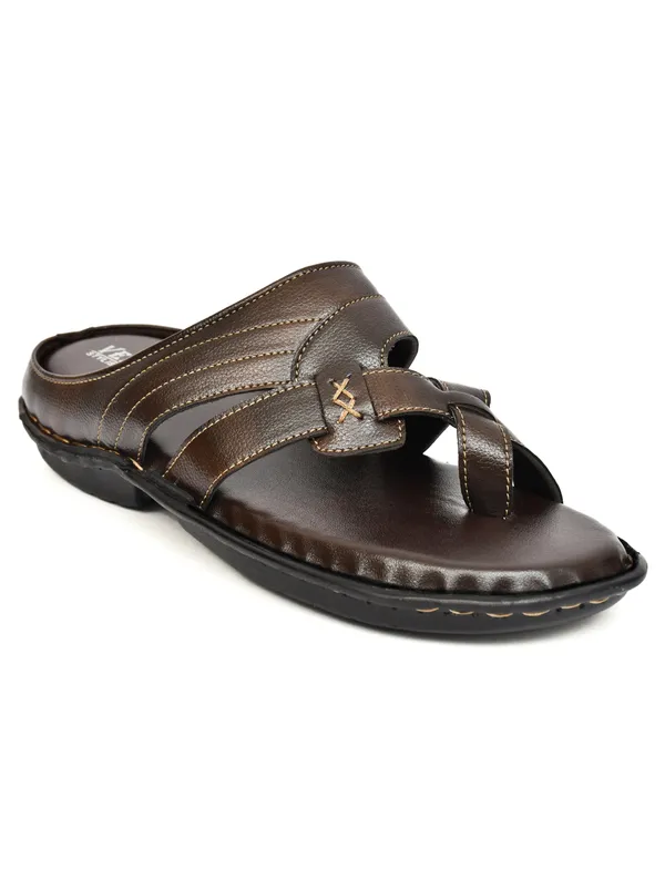 Dark_Brown_Synthetic_Leather_Cross_Strap_Buckle_Sandals_For_Men
