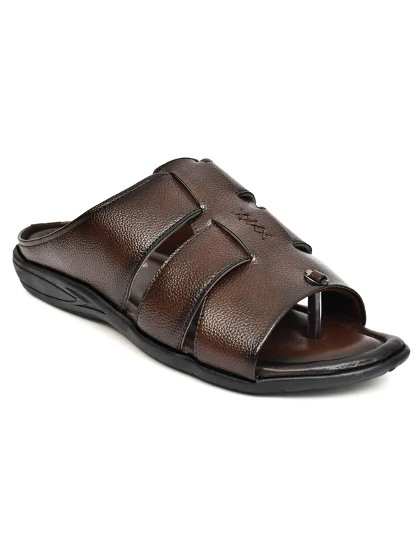 Dark_Brown_Synthetic_Leather_Dual_Strap_Sandals_For_Men