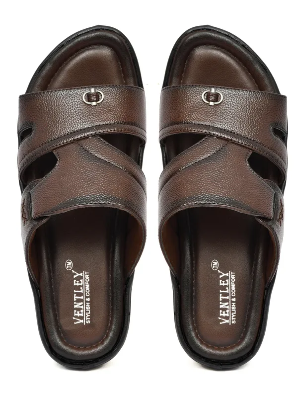 Dark_Brown_Synthetic_Leather_Dual_Strap_Sandals_For_Men