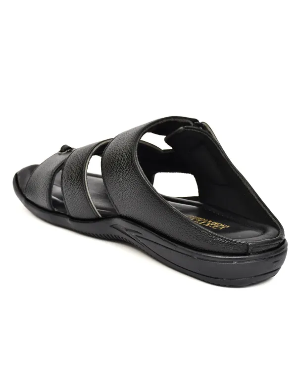 Black_Synthetic_Leather_Double_Strap_Buckle_Sandals_For_Men