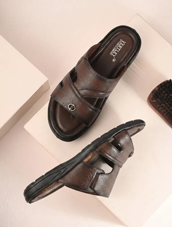 Dark_Brown_Synthetic_Leather_Dual_Strap_Sandals_For_Men