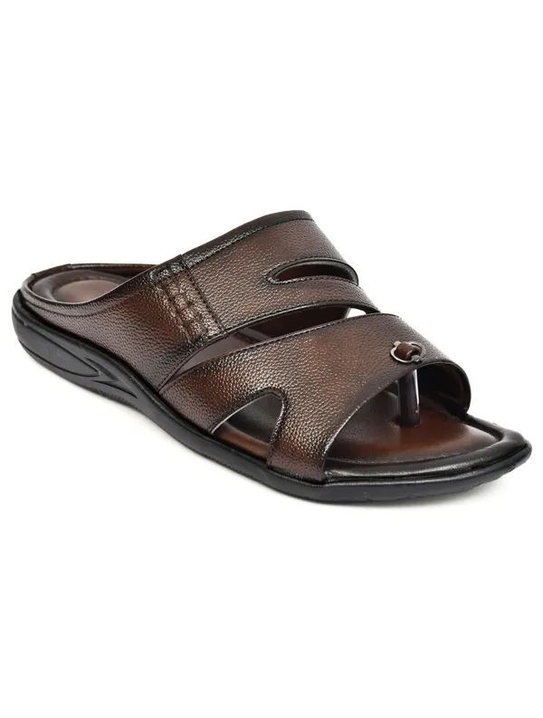 Dark_Brown_Synthetic_Leather_Double_Strap_Sandals_For_Men