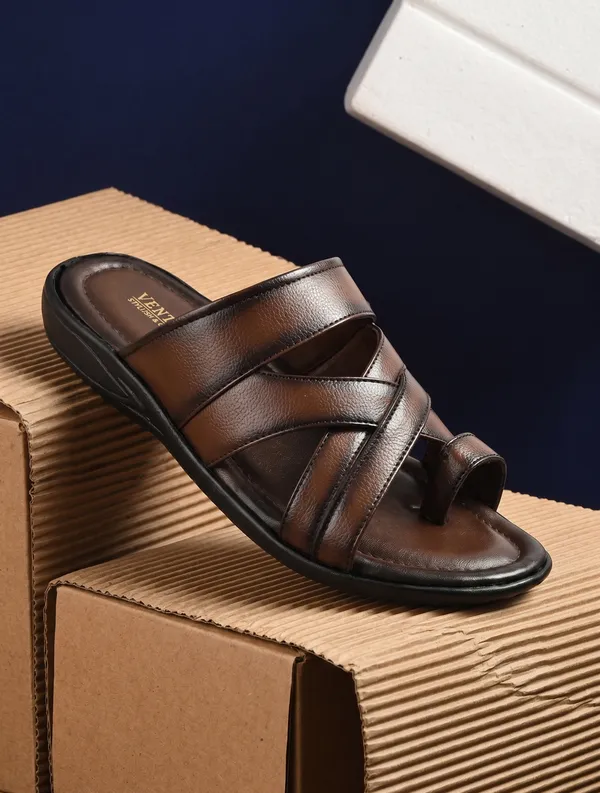 Dark_Brown_Synthetic_Leather_Criss_Cross_Strap_Sandals_For_Men