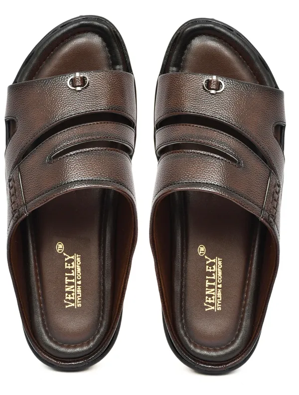Dark_Brown_Synthetic_Leather_Double_Strap_Sandals_For_Men
