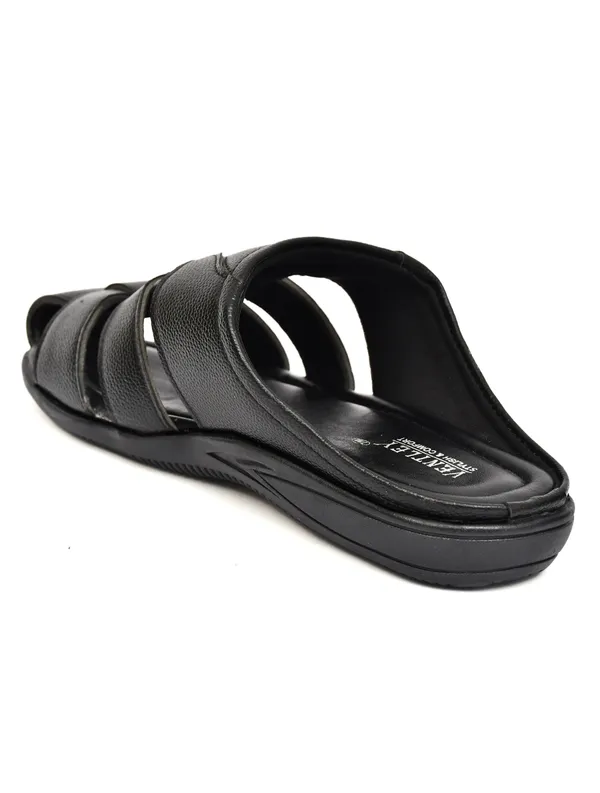 Black_Synthetic_Leather_Closed_Toe_Slip_On_Sandals_For_Men