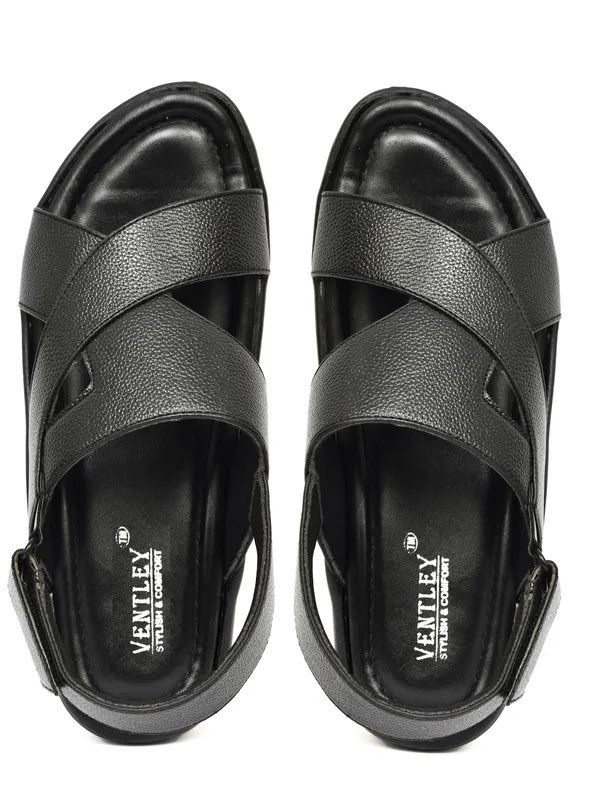 Black_Synthetic_Leather_Cross_Strap_Sandals_For_Men