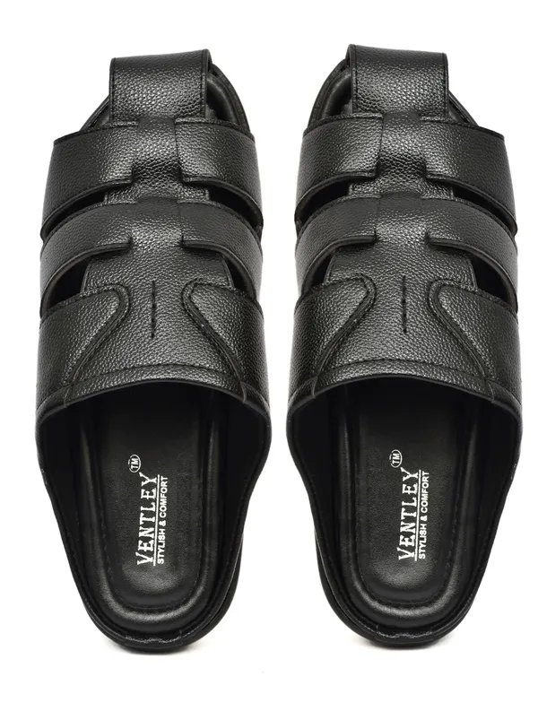 Black_Synthetic_Leather_Closed_Toe_Slip_On_Sandals_For_Men