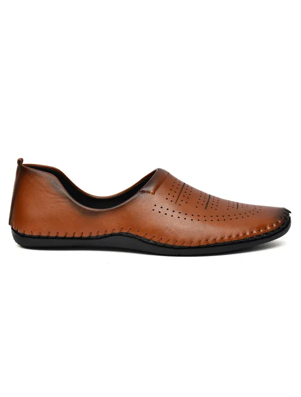 Brown_Synthetic_Leather_Perforated_Slip_On_Shoes_For_Men