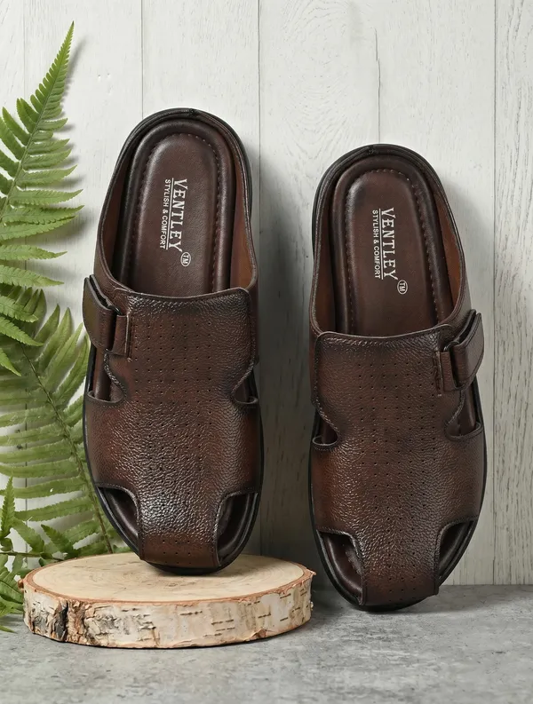 Dark_Brown_Synthetic_Leather_Open_Toe_Sandals_For_Men