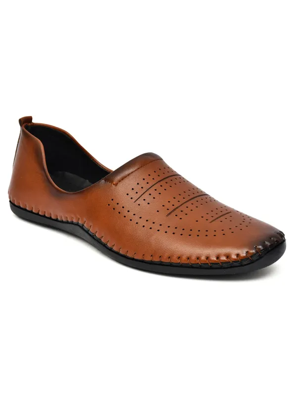 Brown_Synthetic_Leather_Perforated_Slip_On_Shoes_For_Men
