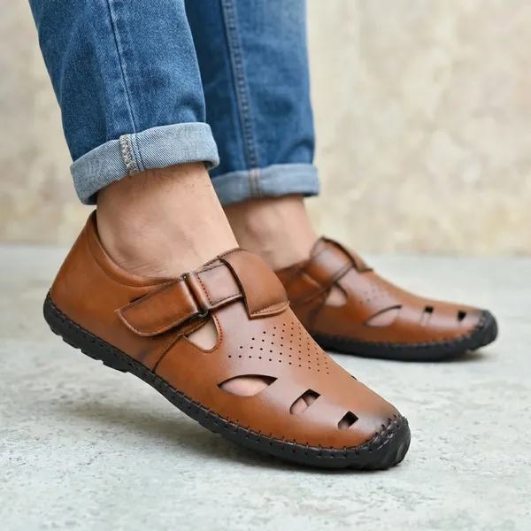 Brown_Synthetic_Leather_Closed_Toe_Adjustable_Strap_Sandals_For_Men