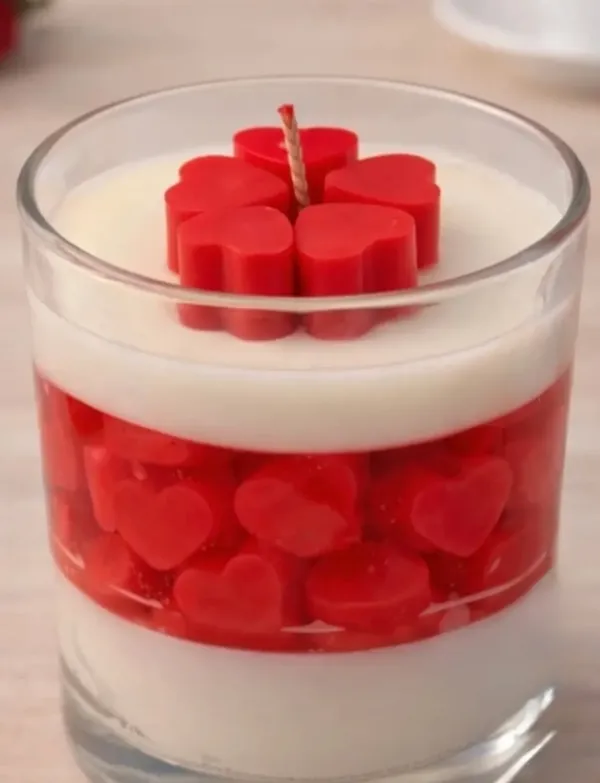 Layered_Red_Heart_Jelly_Dessert_Cup_With_Creamy_White_Layers_Candle