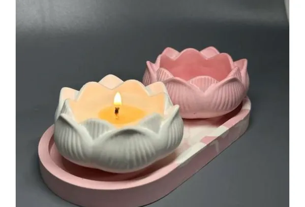 Lotus_Flower_Ceramic_Candle_Holder_Set_With_Oval_Tray_-_Pink_And_White
