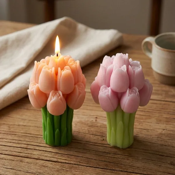 Tulip_Bouquet_Decorative_Candle_Set_-_Peach_And_Pink_Floral_Wax_Candles
