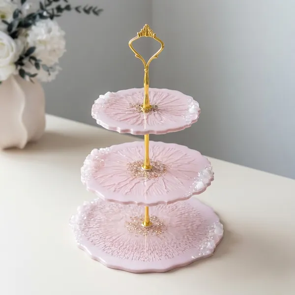 3-Tier_Pink_Floral_Embossed_Cake_Stand_With_Golden_Handle