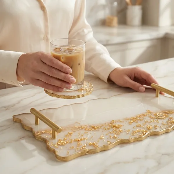 Elegant_Gold-Trimmed_Resin_Serving_Tray_And_Coasters_Set