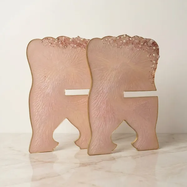Elegant_Pink_Resin_Gita/Quran_stand_With_Golden_Glitter_Edges_-_Set_Of_1