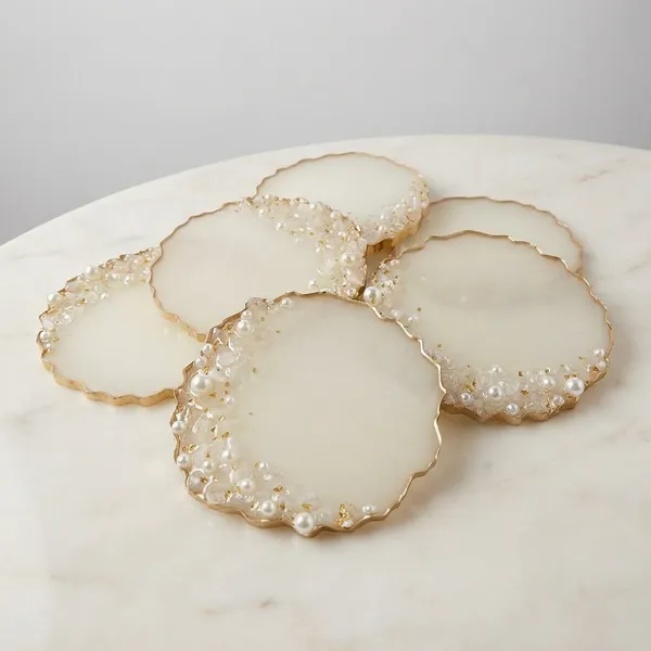 Decorative_Agate_Coaster_Set_With_Gold_Rim_And_Pearl_Detailing
