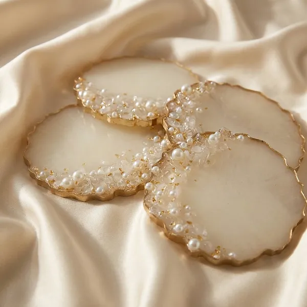 Decorative_Agate_Coaster_Set_With_Gold_Rim_And_Pearl_Detailing