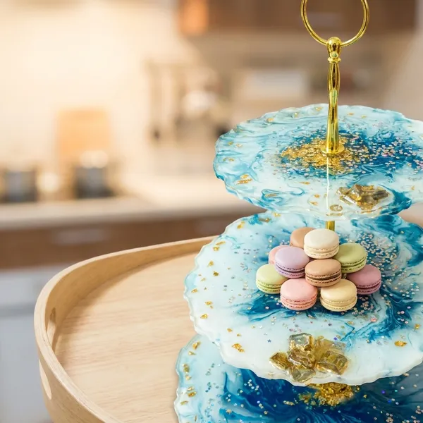 3-Tier_Resin_Geode_Cake_Stand_With_Gold_Handle_-_Purple_&_Blue_Marble_Design