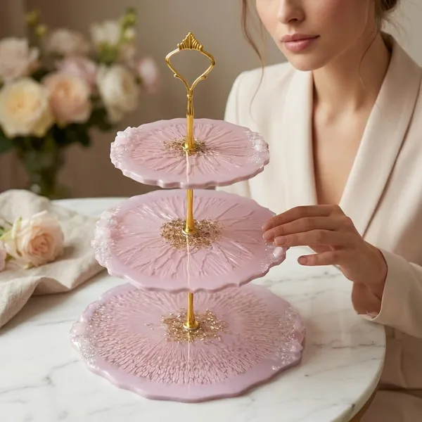 3-Tier_Pink_Floral_Cake_Stand_With_Gold_Handle_And_Crystal_Accents