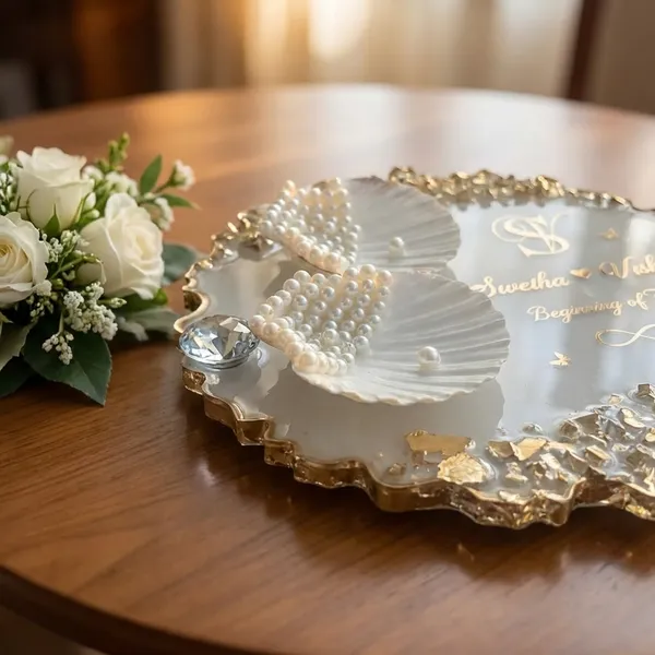 Customized_Resin_Wedding_Nameplate_With_Shell_And_Pearl_Decoration