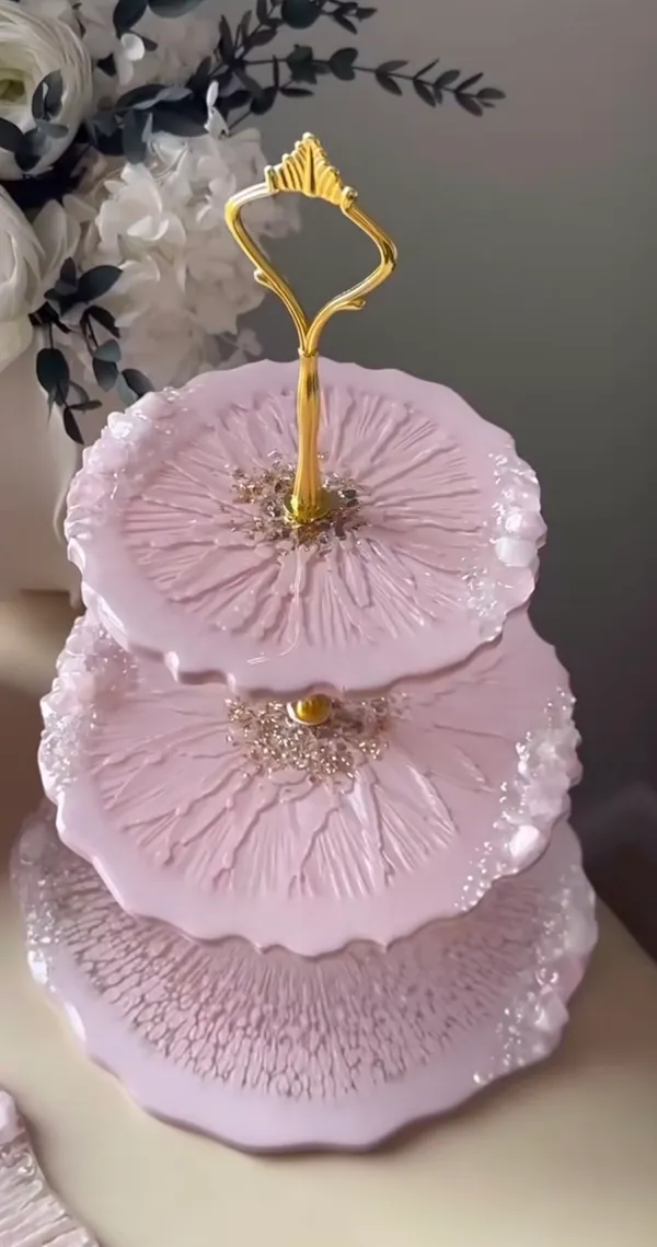 3-Tier_Pink_Floral_Embossed_Cake_Stand_With_Golden_Handle
