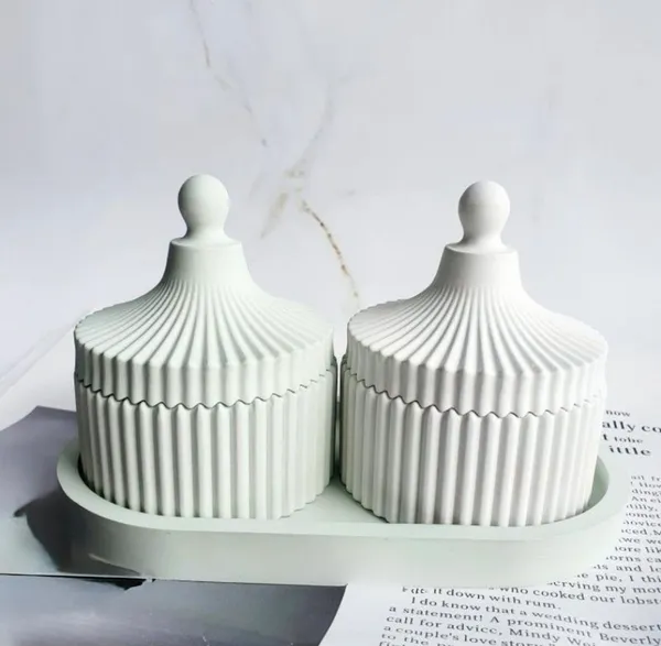 Set_Of_2_White_Ribbed_Ceramic_Storage_Jars_With_Lids_And_Tray