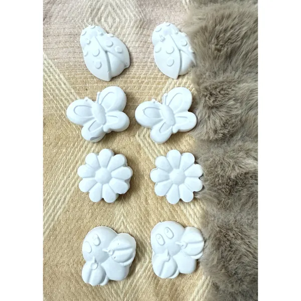 White_Decorative_Craft_Embellishments_-_Butterfly,_Flower_&_Ladybug_Designs_(Set_Of_8_Pieces)