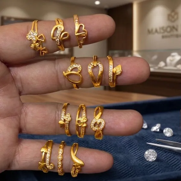 Pack_of_12_-__Micro_Gold_Plated_Adjustable_Ring_Set_|_Designer_Heart_&_Infinity_Gold_Forming_Finger_Rings_for_Girls_and_Women