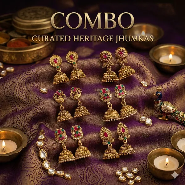 Pack_of_6_-_Gold_Oxidised_Alloy_Jhumka_For_Women_|_Temple_Jewellery