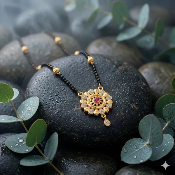 Gold_Alloy_With_Black_Beads_And_Stones_Traditional_Mangalsutra_with_Earrings_For_Women