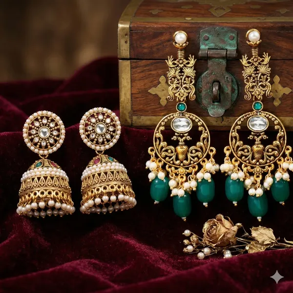 Gold_Oxodised_Alloy_Jhumka_and_Chandbali_Combo_Set_For_Women_(Pack_of_2)