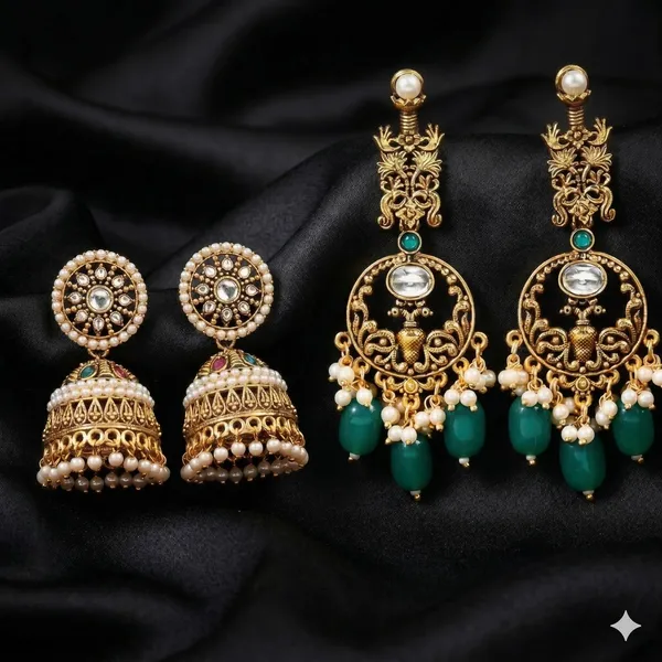 Gold_Oxodised_Alloy_Jhumka_and_Chandbali_Combo_Set_For_Women_(Pack_of_2)